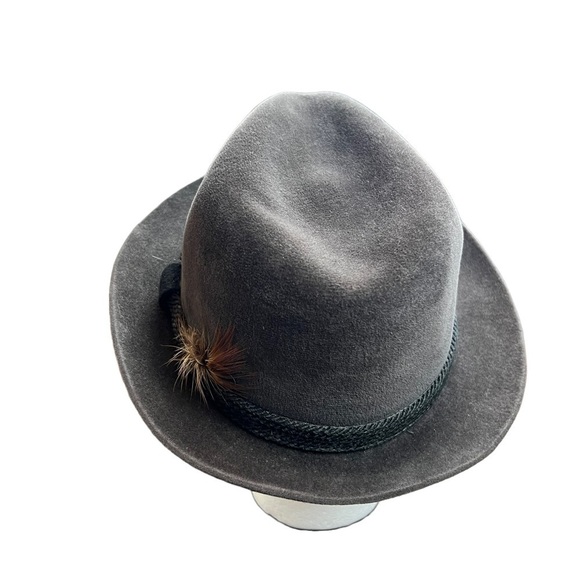 RESISTOL SELF CONFORMING 7 1/8 Brown felt Feather and Corded Brim Vintage Hunter - Picture 3 of 11